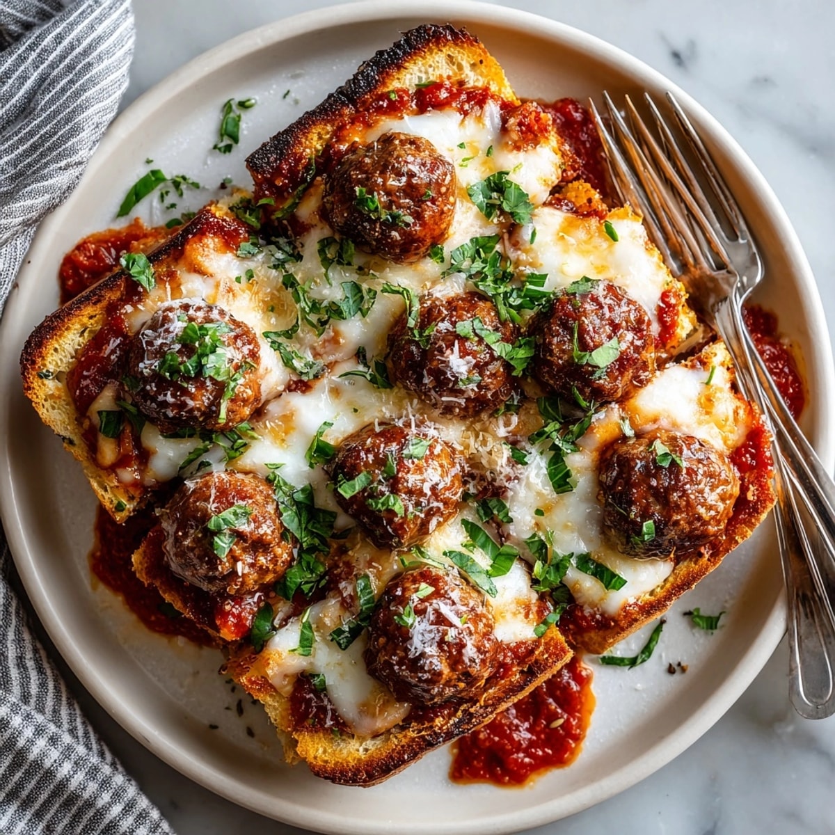 Imagine a close-up of a hearty Meatball Sub Casserole: the rich marinara sauce and tender meatballs await.