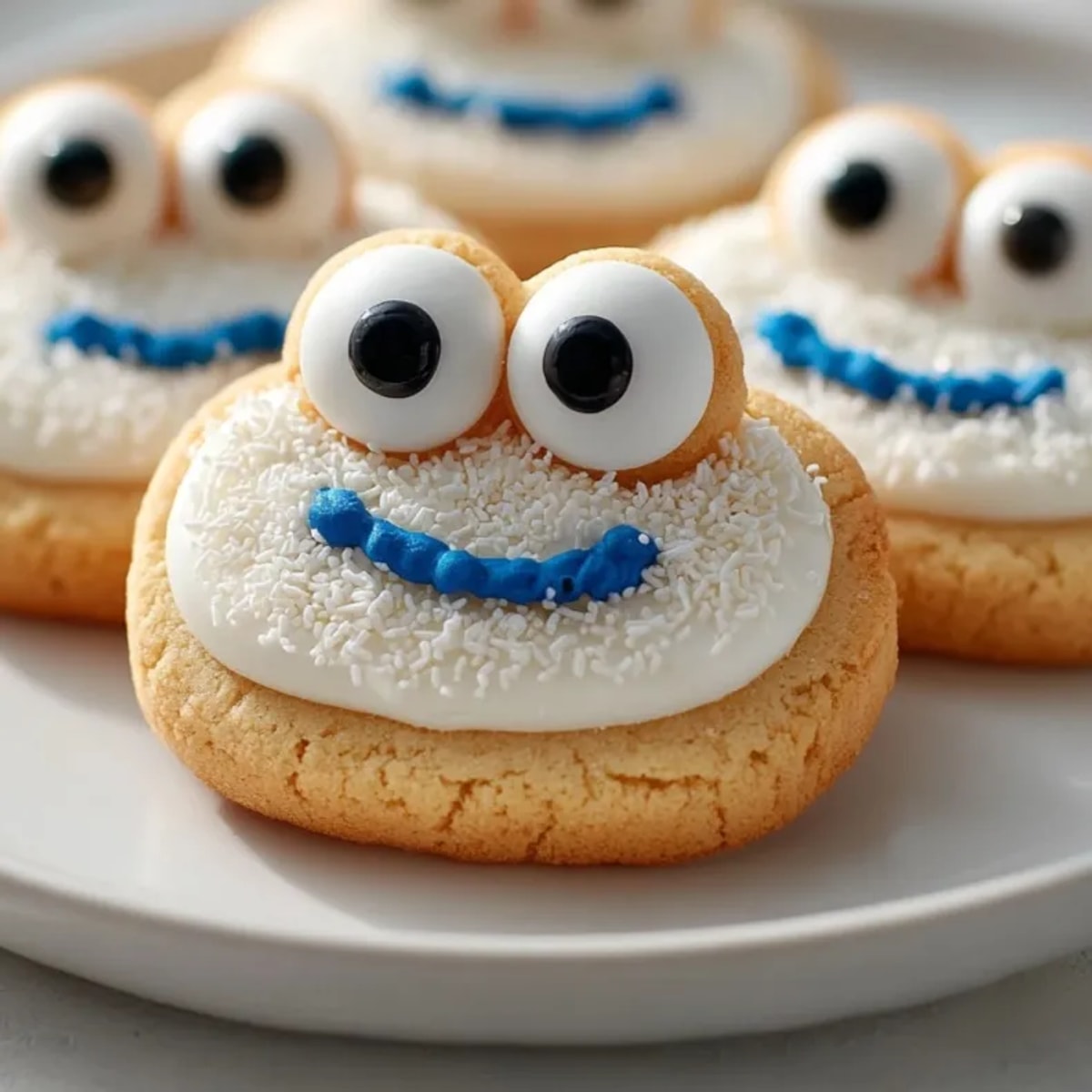 Pile of freshly baked Googly Eyeball Sugar Cookies, a sweet, silly party treat.