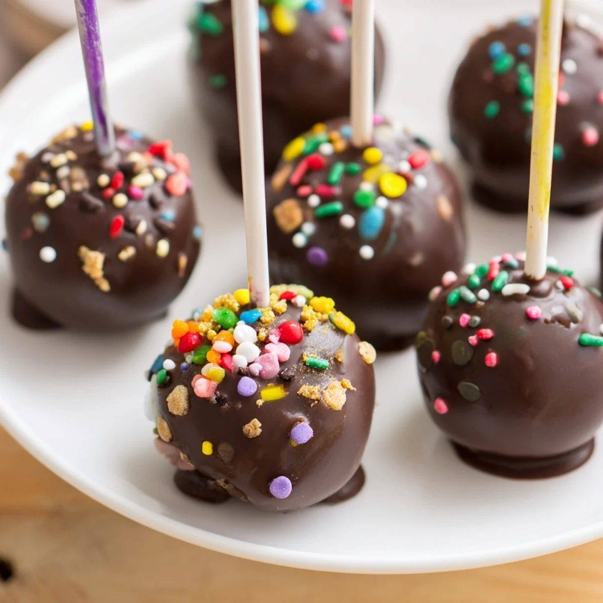 Delicious Charcuterie Board Cookie Dough Pops drizzled with colorful sprinkles and chocolate.  