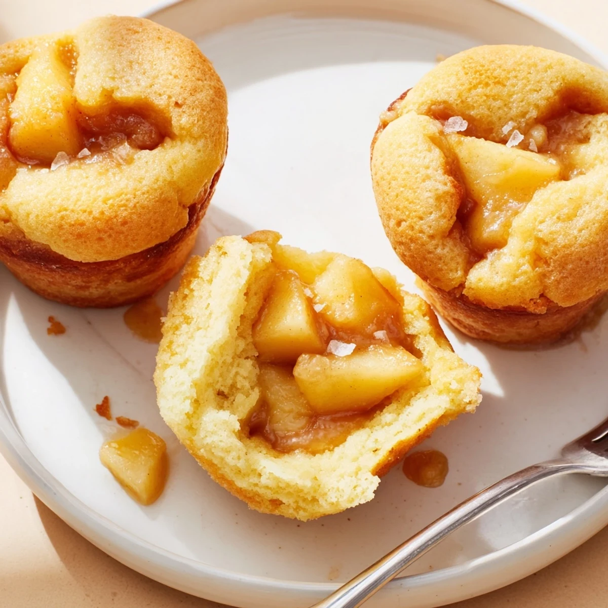 Sweet and fluffy Caramel Apple Cornbread Poppers baked to golden perfection.  