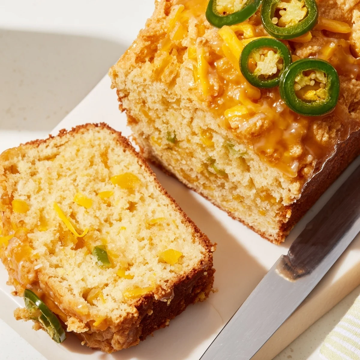Savory Maple Ginger Cheesy Jalapeño Biscuit Muffin Loaf served warm, golden, and fluffy.  