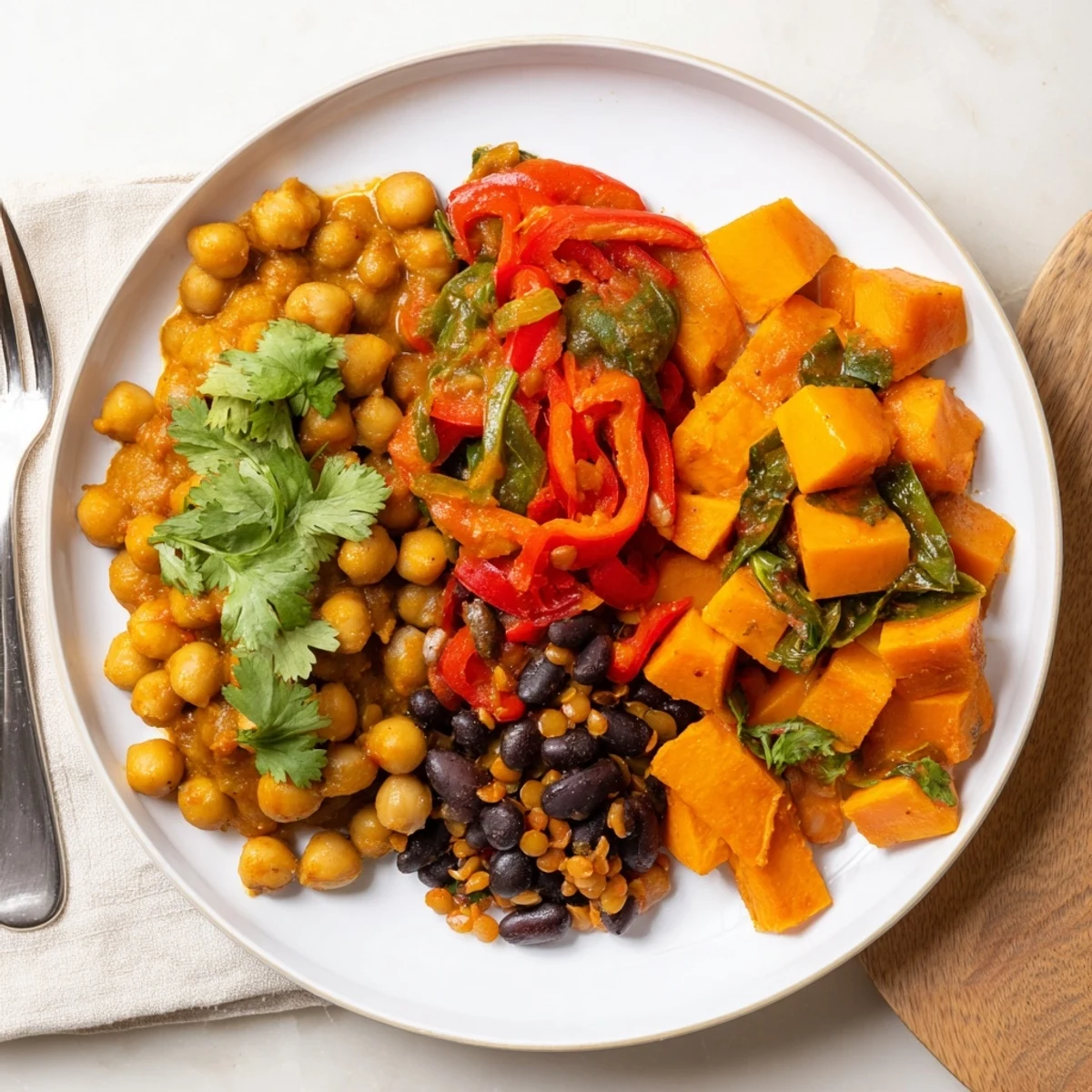 Vibrant Indian Chickpea Curry simmering in a single pan, garnished with fresh cilantro.  