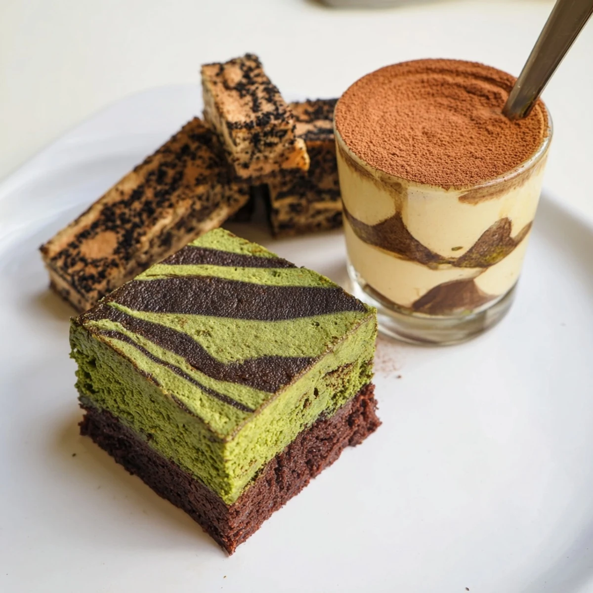 Chai tiramisu mini cups, layered with luscious mascarpone and aromatic spices, ready to serve.