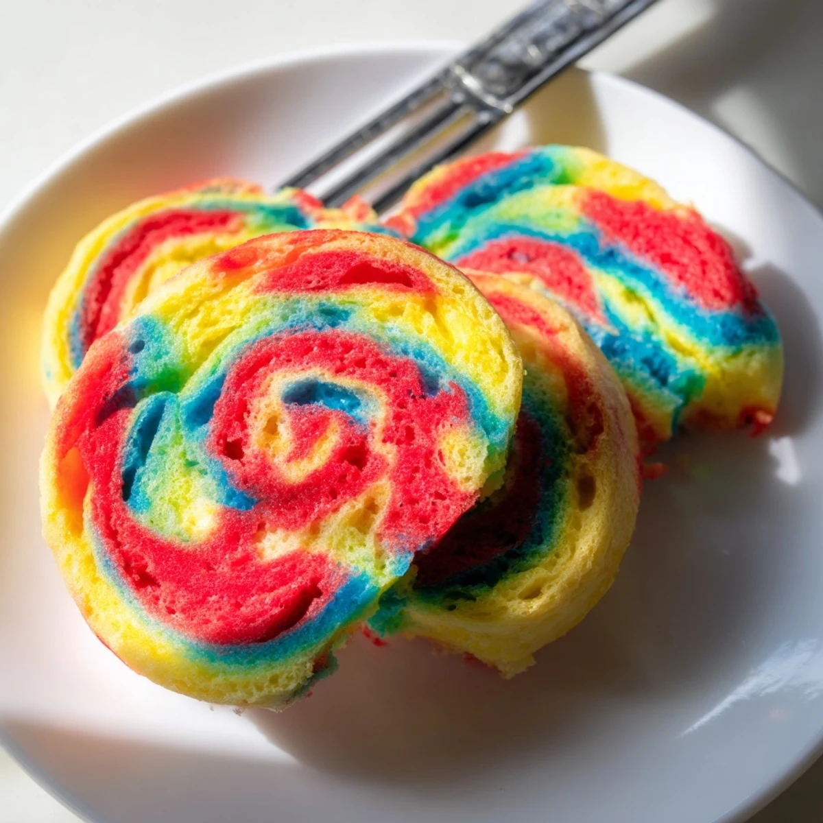 Fluffy Cloud Bread Rainbow Version, vibrant colors ideal for joyful breakfast moments.  