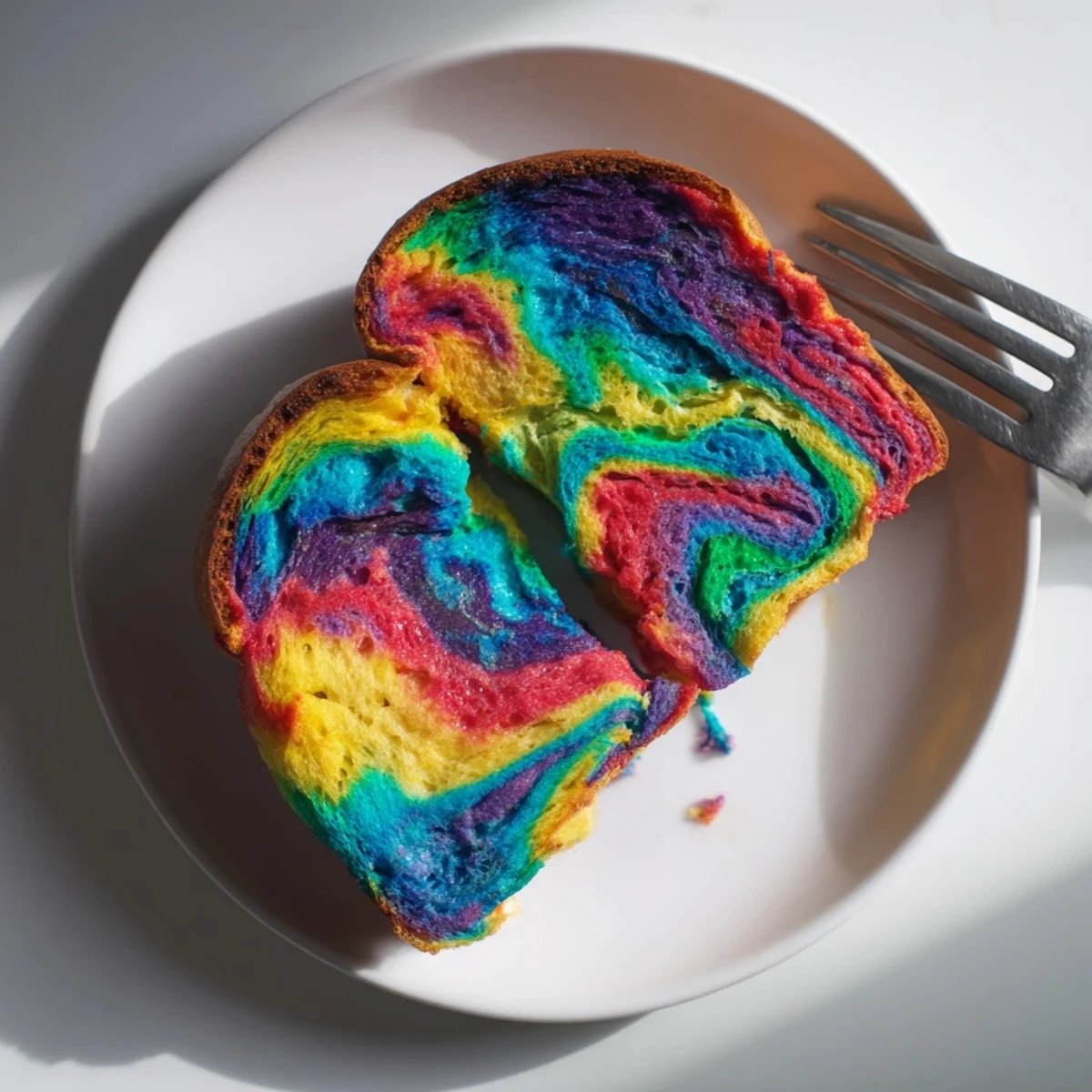 Light and airy Cloud Bread in rainbow hues, an eye-catching addition to brunch.