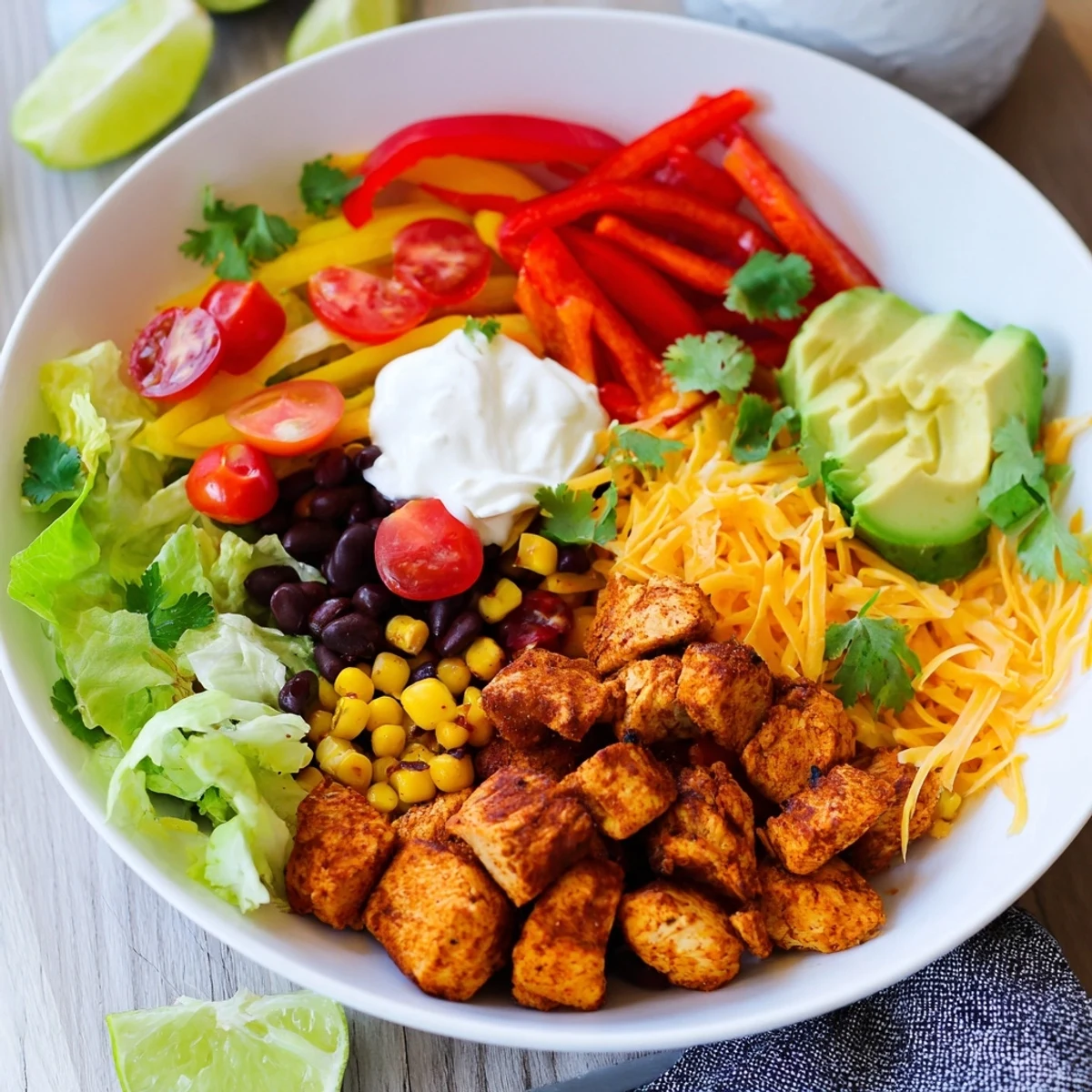 Sheet pan chicken burrito bowls, overflowing with colorful roasted vegetables and tender seasoned chicken.