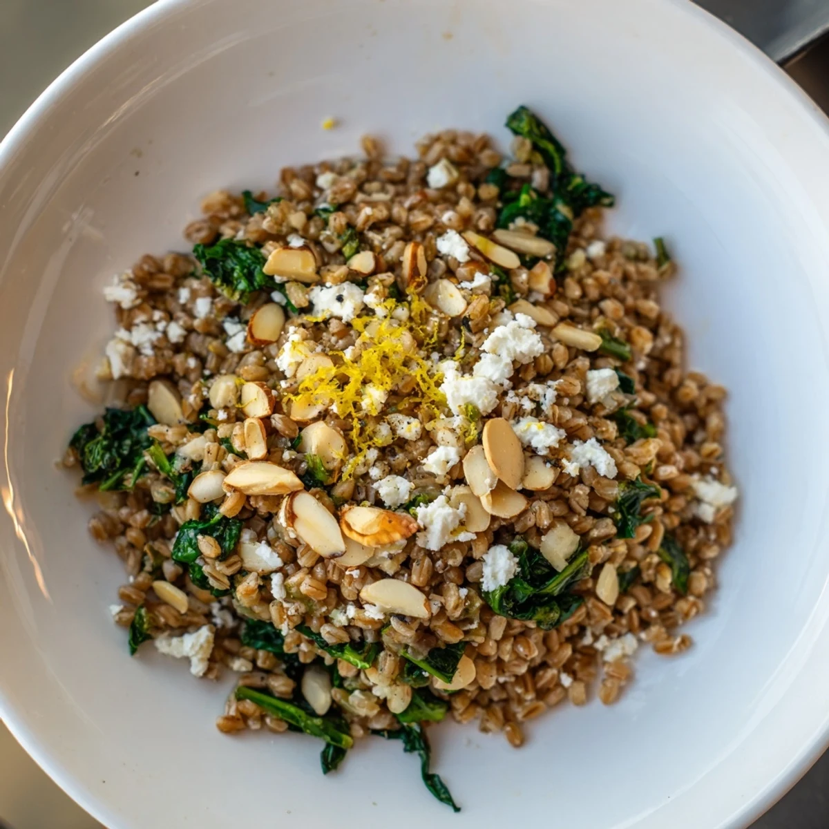 Warm Farro & Greens Pilaf