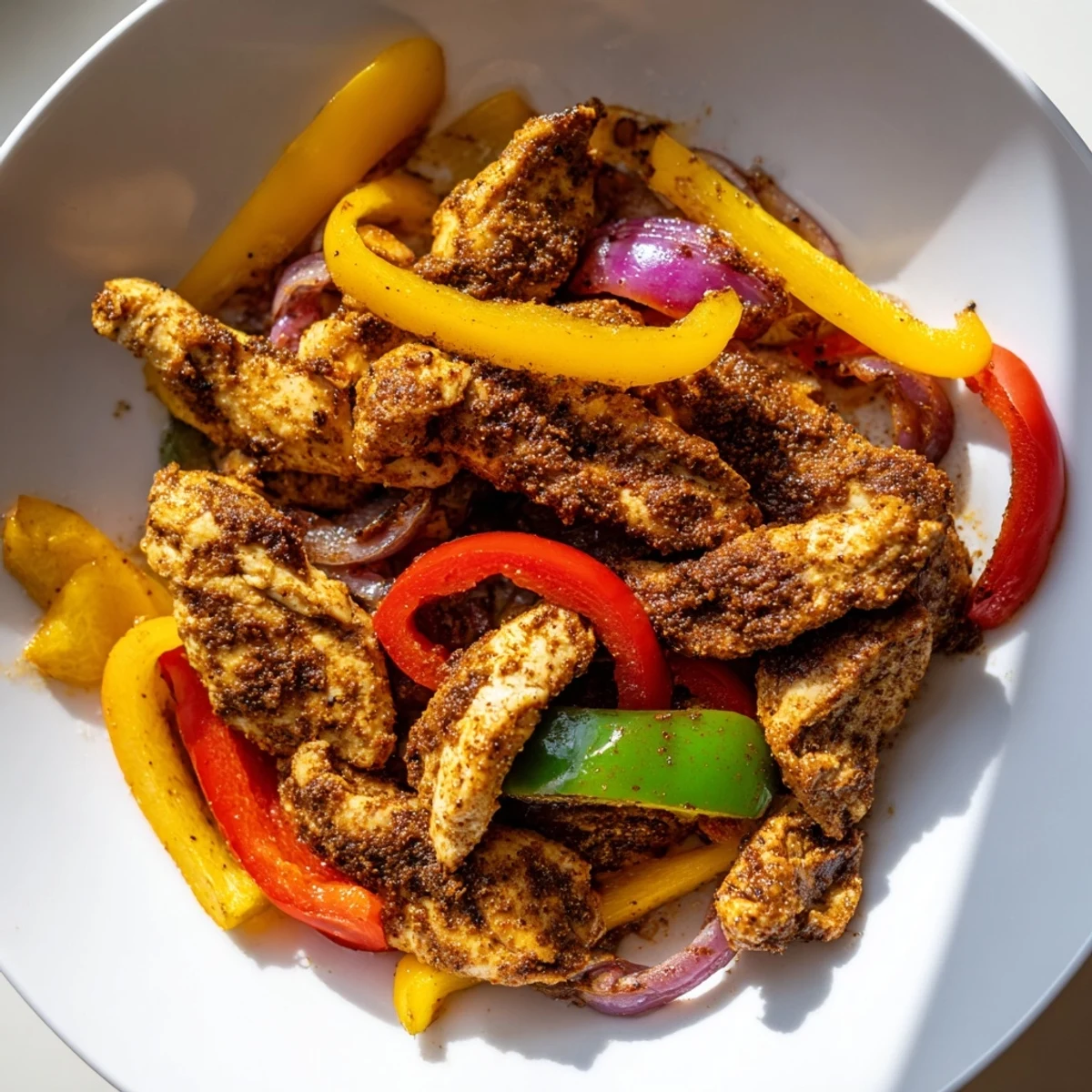 Flavorful Sheet-Pan Chicken Fajitas with lime wedges, perfect for stuffing into warm tortillas with fresh toppings.