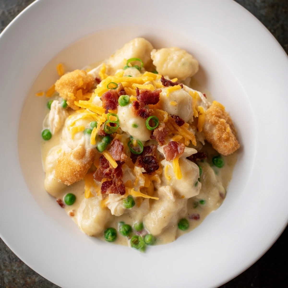 Imagine the flavors of this hearty Creamy Crack Chicken Gnocchi: tender chicken, salty bacon, and savory elements.