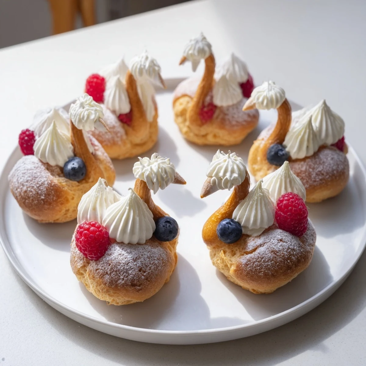 Plateau Cygne Pâtisseries Aériennes, a beautiful arrangement of delicate, airy pastries, ready to serve.