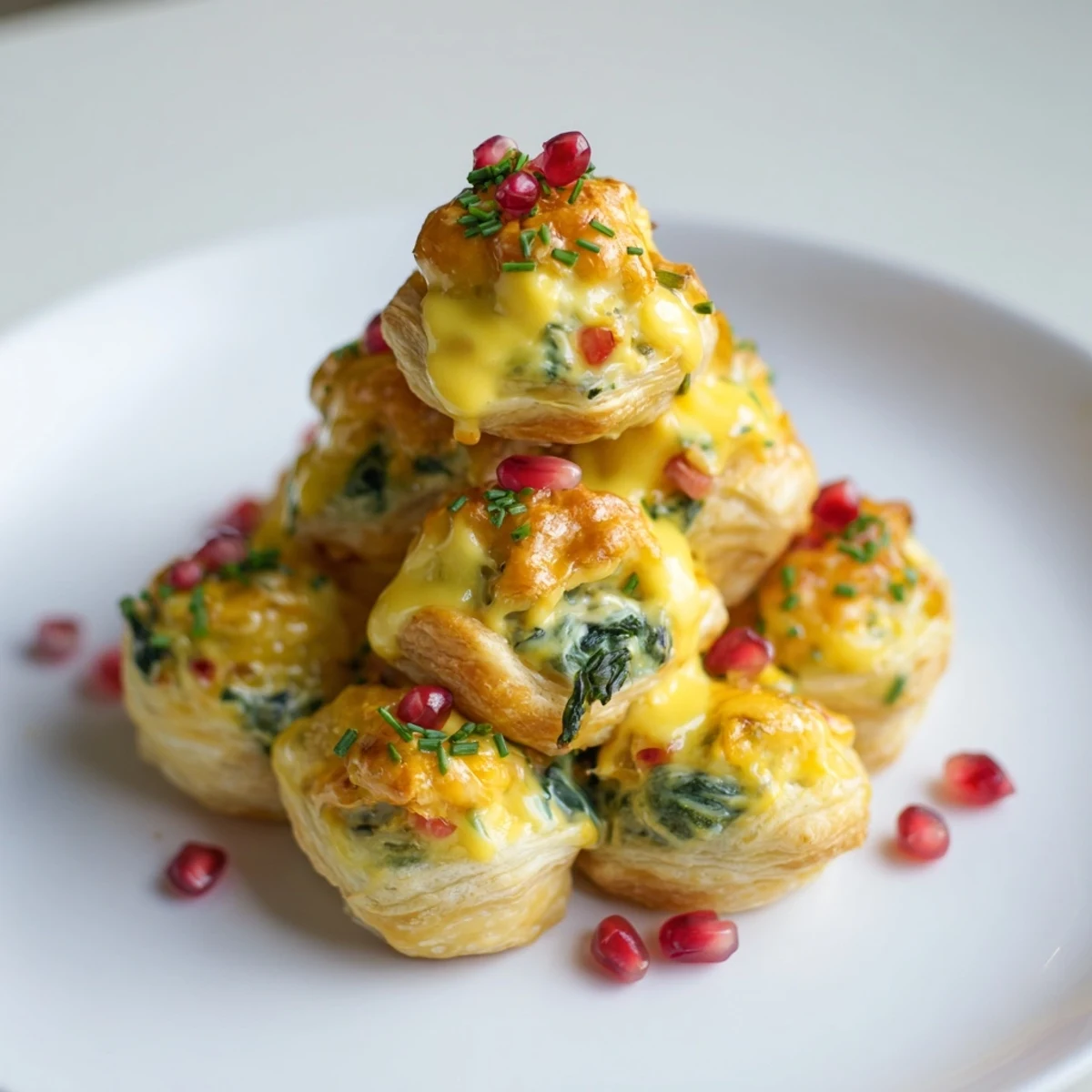 Mini Quiche Christmas Tree arranged in a festive tree shape, offering savory bites for holiday appetizers.