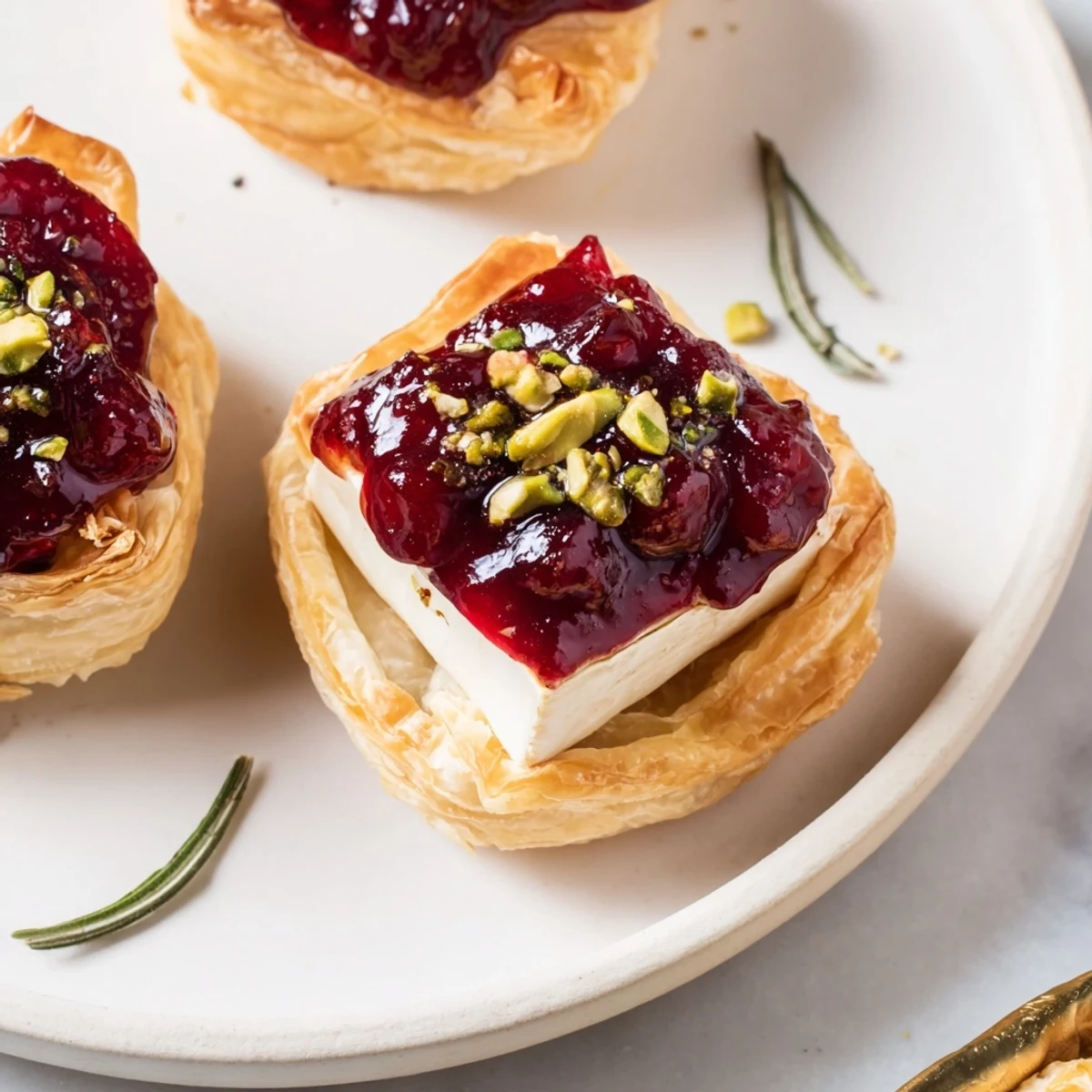 Savory Cranberry Brie Bites Wreath, a wreath of flaky pastry and gooey cheese, looks perfect for appetizers.
