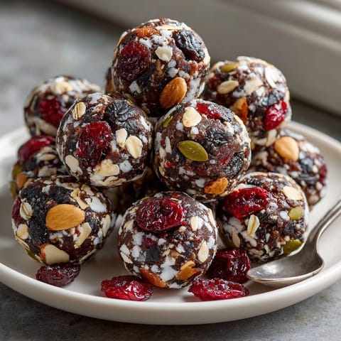 Imagine the sweet and tart flavors of these Cherry-Coded Dark Chocolate Cranberry Energy Bites, ready to refresh!