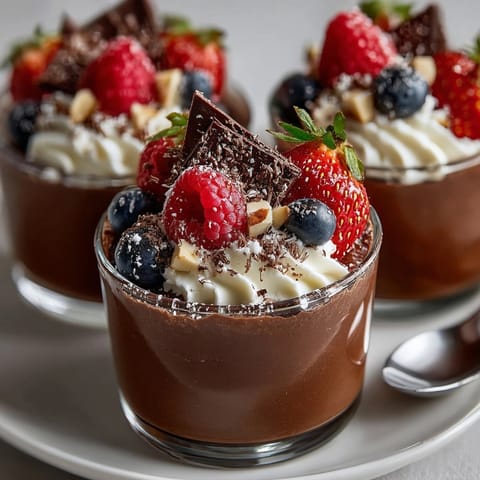 Decadent chocolate avocado mousse cups, creamy texture served chilled with dark chocolate shavings