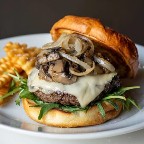 Mushroom Swiss Burger Fries