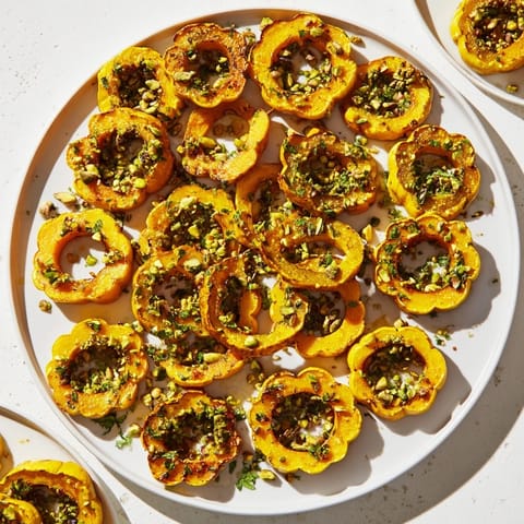 Baked Delicata Squash Pistachios