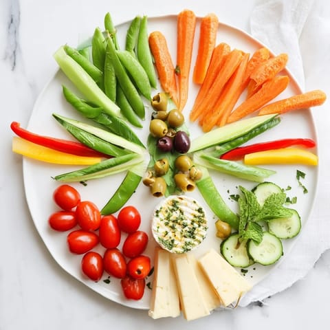 Vibrant Dragonfly Dance Appetizer Tray: colorful vegetables, cheeses, dips, and crackers offering a flavorful experience.