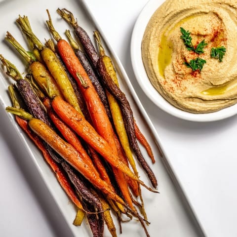 Rainbow Carrots and Hummus
