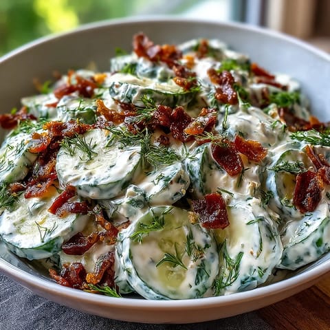 Creamy Cucumber Salad with Dill and Greek Yogurt, a refreshing summer side dish with crisp cucumbers and tangy yogurt dressing.