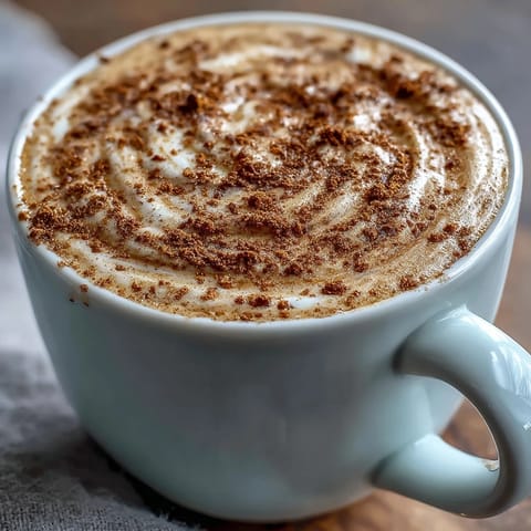 A steaming Adaptogens Latte with ashwagandha and reishi, creamy and comforting.