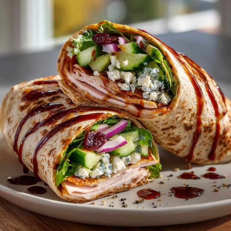 Freshly made cherry balsamic glazed turkey wraps with tender turkey and a sweet cherry sauce.
