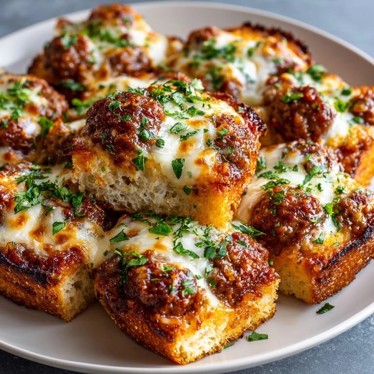 This Meatball Sub Casserole features juicy meatballs, melting mozzarella, and a golden, crusty top.