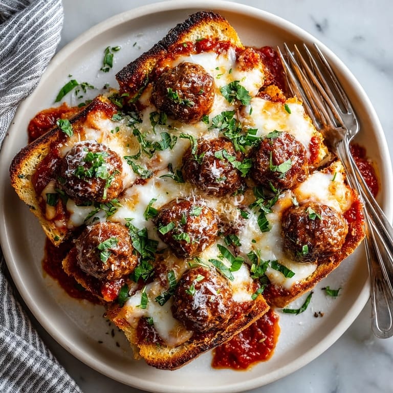 Imagine a close-up of a hearty Meatball Sub Casserole: the rich marinara sauce and tender meatballs await.