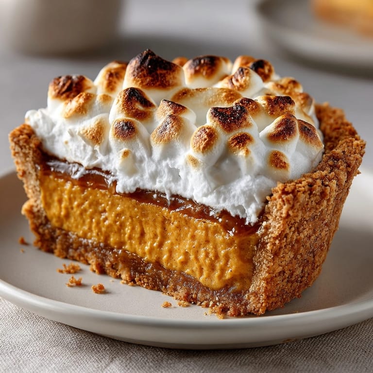 Golden Sweet Potato Pie with Marshmallow Topping, fresh from the oven, ready to serve.