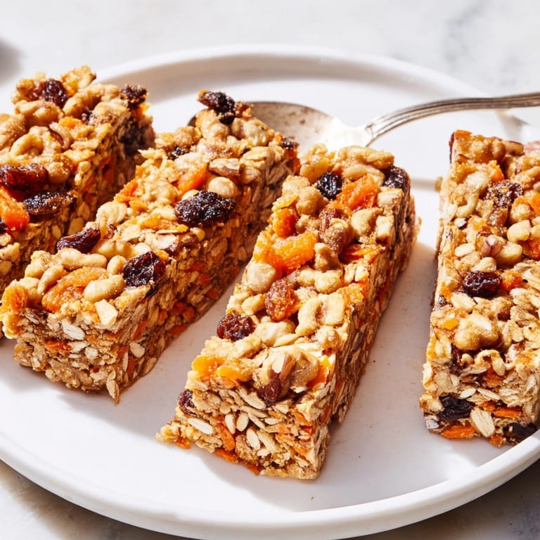Warm, baked Protein Carrot Cake Oat Bars showing a soft, moist texture with carrot shreds.