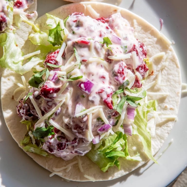 Vibrant cranberry jalapeño dip tacos, bursting with flavor and fresh ingredients.