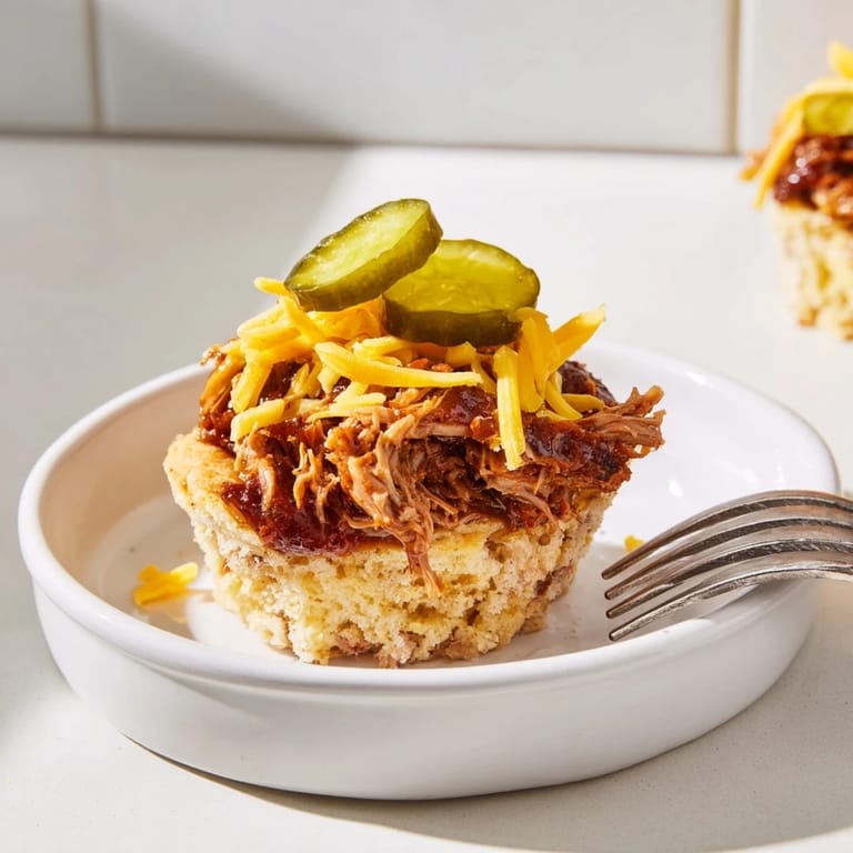 Delicious BBQ Pickle Pulled Pork Muffins, perfect for appetizer lovers and gatherings.  