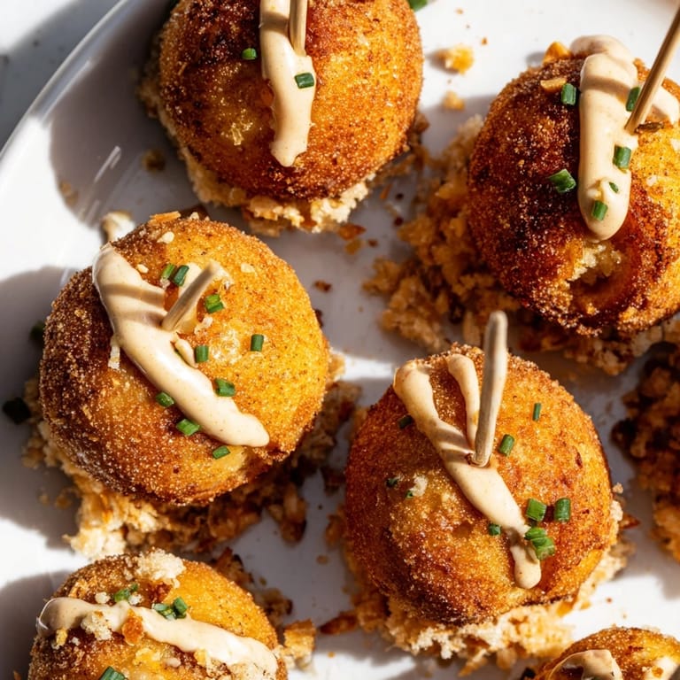 Golden brown pancake pops topped with crunchy pretzels and a sweet cinnamon sugar coating.