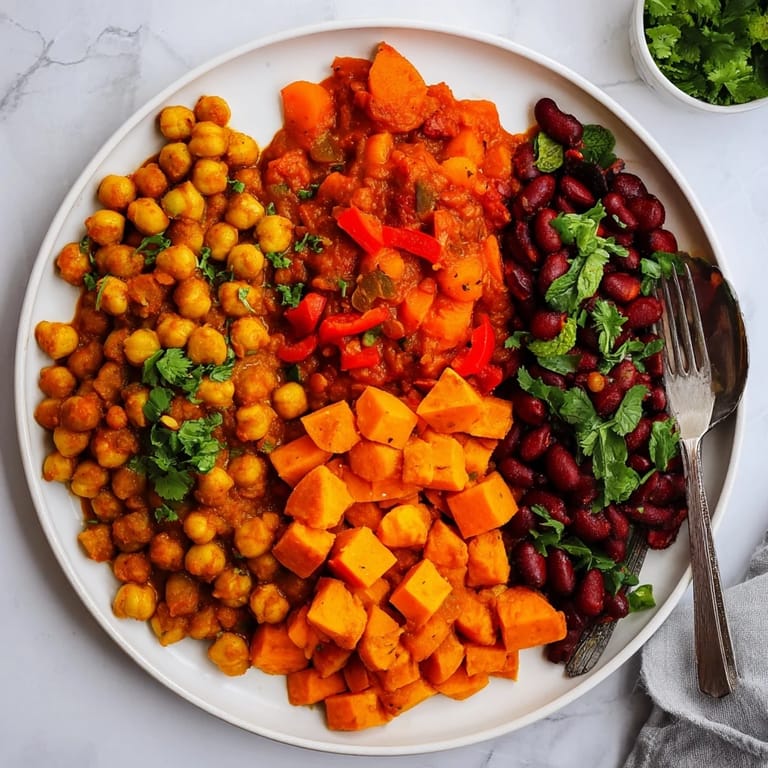 Colorful Caribbean Sweet Potato Curry, rich with spices and garnished for a delightful meal.