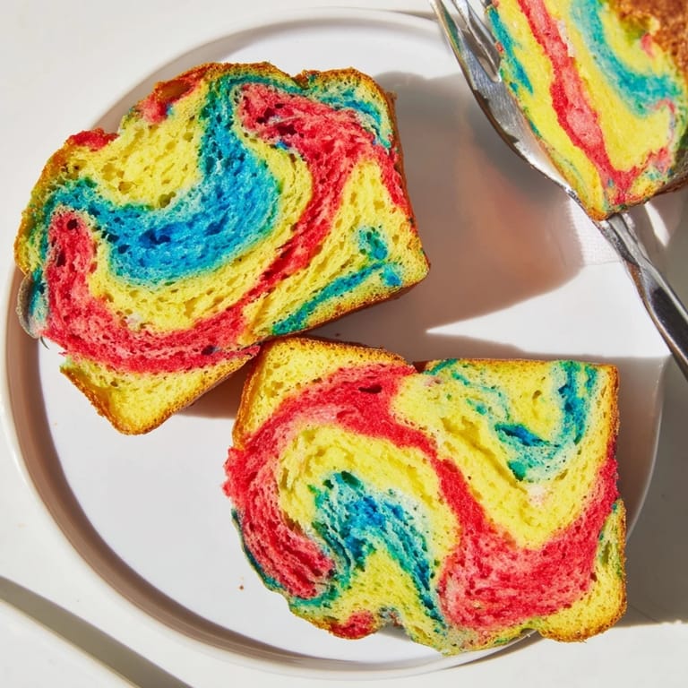 Colorful slices of Cloud Bread Rainbow Version, perfect for playful party treats.  