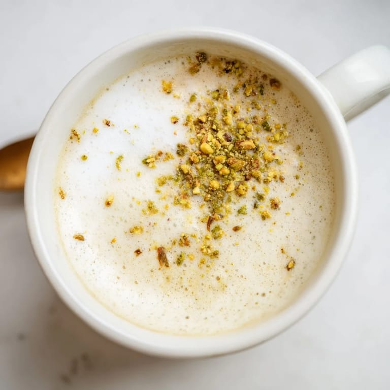 Homemade pistachio milk latte, rich in flavor and perfect for coffee lovers.  