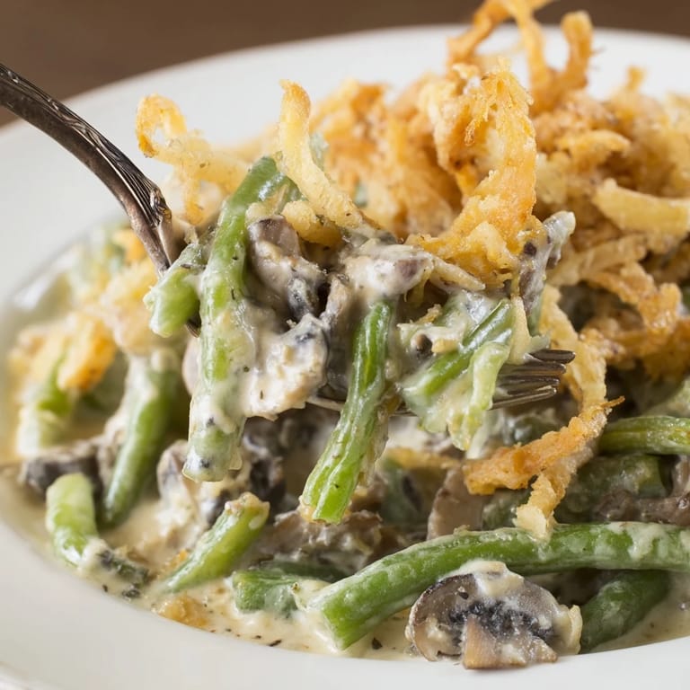 Rich and nostalgic Old-School Green Bean Casserole, perfect for holiday gatherings.