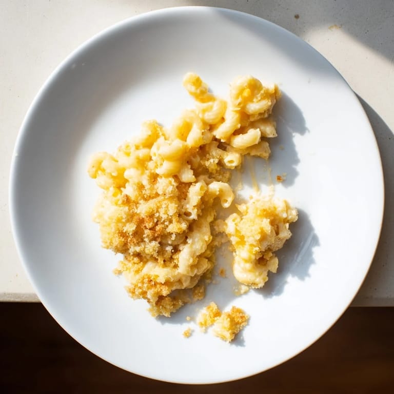 Baked until bubbly, this Old-Fashioned Mac & Cheese shows a crispy breadcrumb topping, a perfect comfort food.