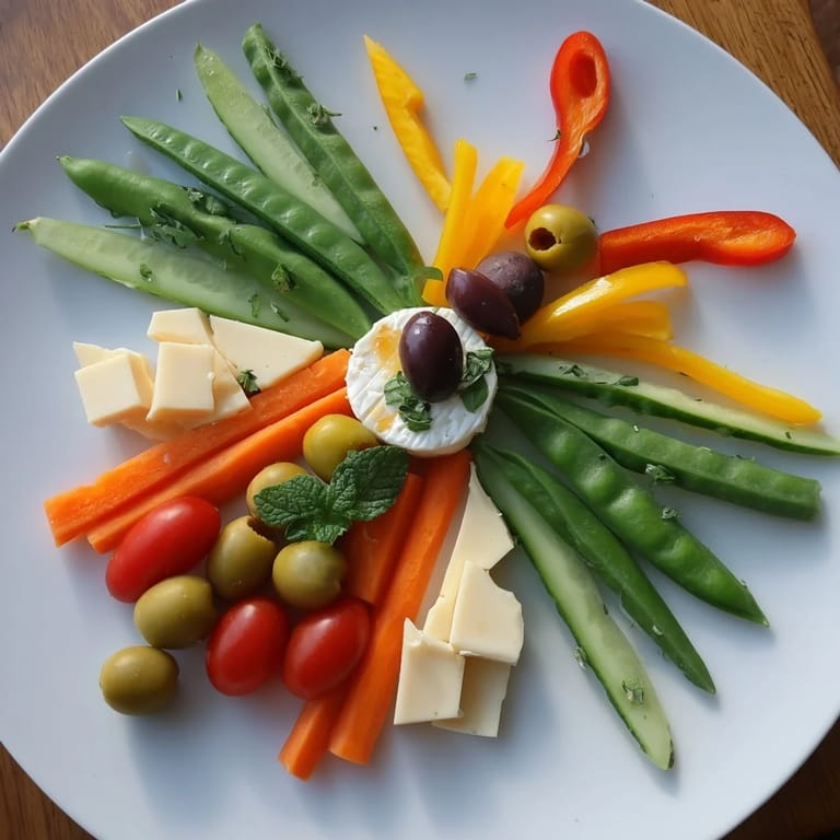 Elegant Dragonfly Dance Appetizer photo, showcasing fresh veggies and dips arranged for a delightful visual spread.