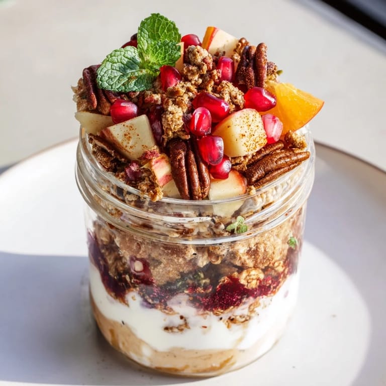 Festive Christmas Pudding Yogurt Parfait Bar showcasing layered parfaits with berry compote and granola for brunch.