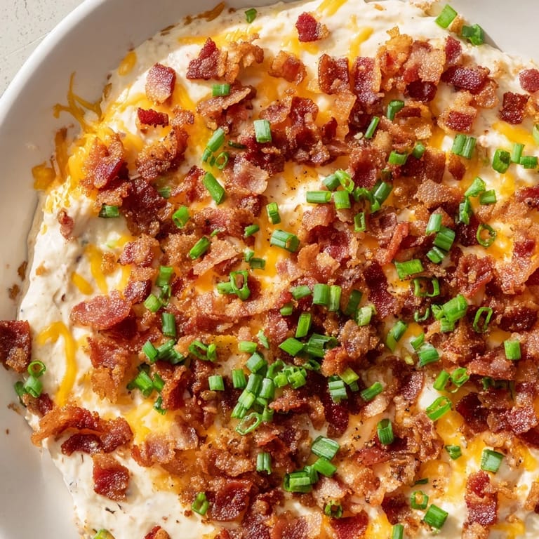 A piping-hot and fragrant bowl of Cheesy Bacon Ranch Dip, perfect for any game day gathering.