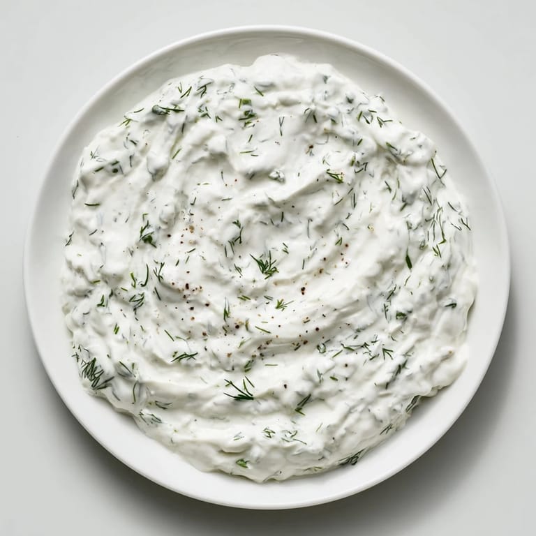 A close-up of vibrant Greek yogurt ranch dip, showcasing fresh herbs and a creamy texture for dipping.