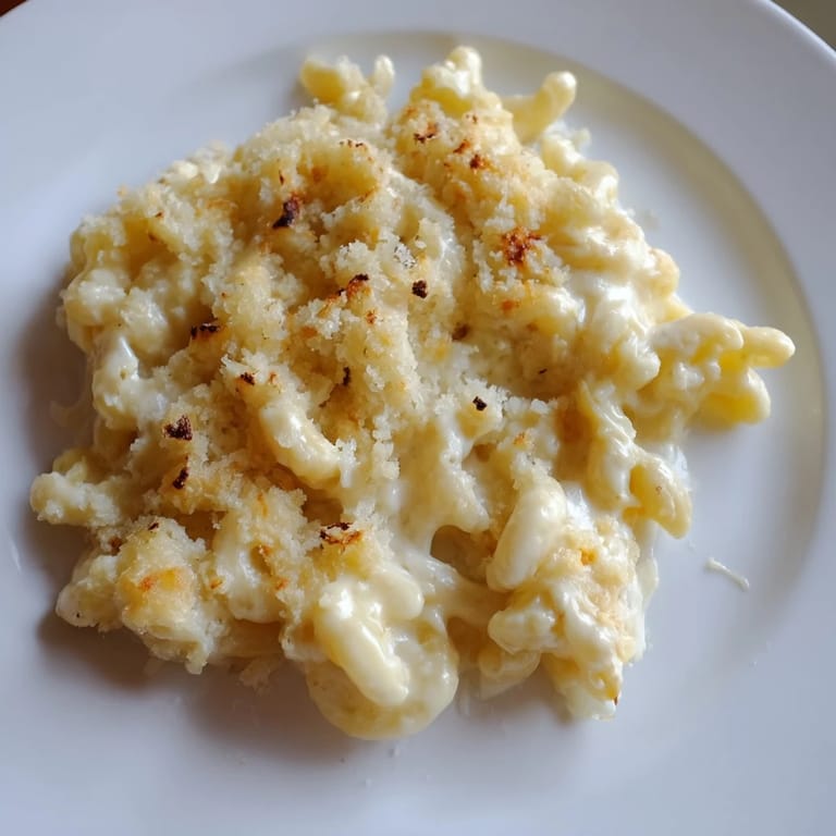 A close-up of creamy, homemade mac and cheese, rich and cheesy, perfect for dinner.