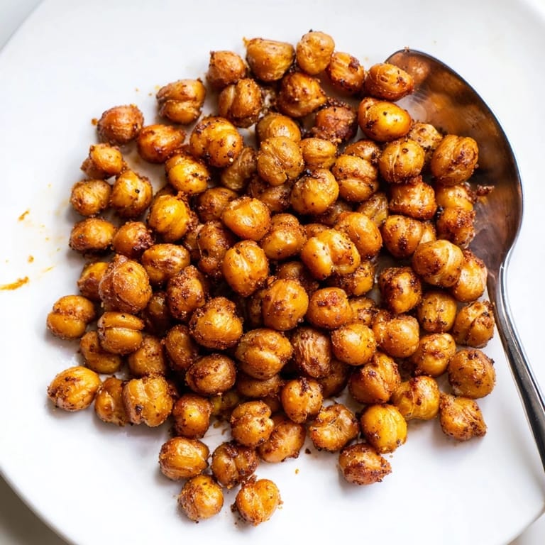 Spicy Crispy Chickpea Snacks piled high on a plate, great for protein-rich snacking.