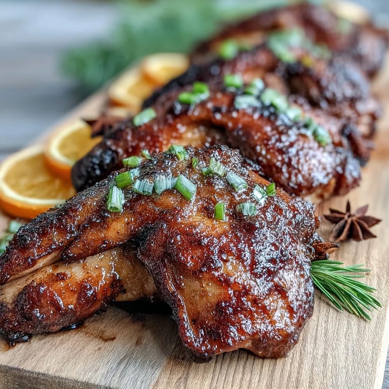 A whole roasted Five-Spice Roast Ducks with crispy amber skin, brushed with a savory honey glaze and aromatics.