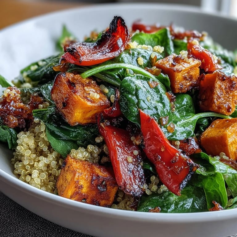A nourishing Warm Salad Bowl topped with pumpkin seeds and herbs, ready for a healthy lunch or dinner.