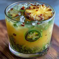 Tropical Pineapple Jalapeño Agua Fresca bursting with sweet fruit and spicy kick.